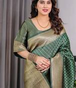 Green Color Zari Woven Banarasi Art Silk Saree