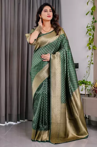 Green Color Zari Woven Banarasi Art Silk Saree