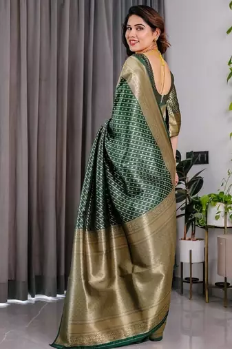 Green Color Zari Woven Banarasi Art Silk Saree