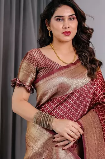 Maroon Color Zari Woven Banarasi Art Silk Saree