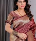 Maroon Color Zari Woven Banarasi Art Silk Saree