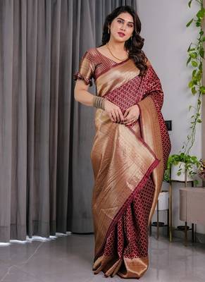 Maroon Color Zari Woven Banarasi Art Silk Saree 3