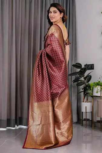 Maroon Color Zari Woven Banarasi Art Silk Saree
