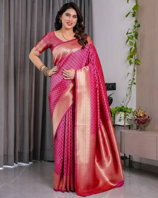 Pink Color Zari Woven Banarasi Art Silk Saree 2