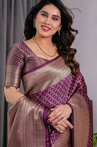 Purple Color Zari Woven Banarasi Art Silk Saree