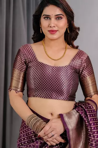 Purple Color Zari Woven Banarasi Art Silk Saree