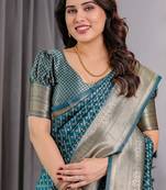 Teal Color Zari Woven Banarasi Art Silk Saree