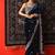 Navy Blue Color Embroidered Velvet Saree