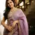 Lavender Color Embroidered Tissue Silk Blend Saree