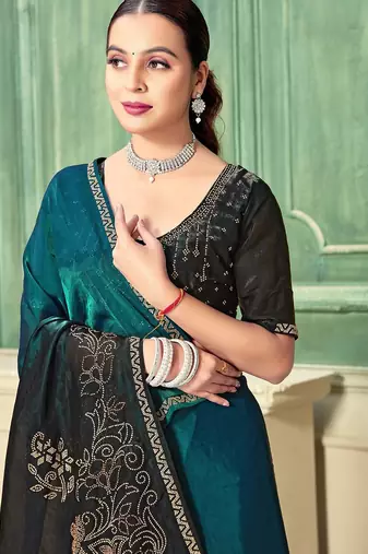 rama color fendi satin silk blend shaded zircon hand work saree