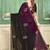 wine color fendi satin silk blend shaded zircon hand work saree