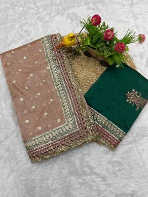 Beige Color Embroidered Banarasi Crush Saree 5