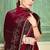 cherry color fendi satin silk blend shaded zircon hand work saree