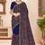 Navy blue color georgette embroidered  saree with blouse
