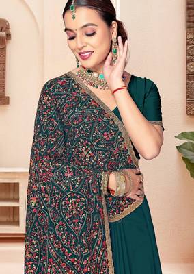 Morpeach color georgette embroidered  saree with blouse 2