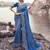 royal blue pure satin silk blend jacquard saree with matching satin blouse     designer wedding saree