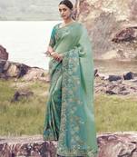 sky blue shaded bagalpuri tissue silk blend saree with pure tissue blouse     trendy soft silk blend saree