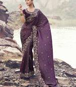 wine pure satin silk blend jacquard saree with pure satin blouse     premium wedding & party saree