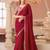 Cherry red georgette designer lace border saree with heavy work blouse for wedding party