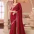 Cherry red georgette designer lace border saree with heavy work blouse for wedding party