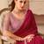 Cherry red georgette designer lace border saree with heavy work blouse for wedding party