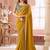 Mustard georgette designer lace border saree with heavy work blouse for wedding party