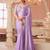 Lavender chiffon shimmer designer lace border saree with heavy work blouse for wedding party