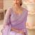 Lavender chiffon shimmer designer lace border saree with heavy work blouse for wedding party