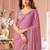 Onion pink georgette designer lace border saree with heavy work blouse for wedding party
