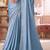Baby blue chiffon shimmer designer lace border saree with heavy work blouse for wedding party