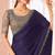 Dark indigo satin  designer lace border saree with heavy work blouse for wedding party