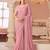 Pink georgette designer lace border saree with heavy work blouse for wedding party