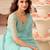 Celsete light sky blue georgette designer lace border saree with heavy work blouse for wedding party