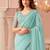 Celsete light sky blue georgette designer lace border saree with heavy work blouse for wedding party
