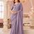 Lilac georgette designer lace border saree with heavy work blouse for wedding party