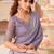 Lilac georgette designer lace border saree with heavy work blouse for wedding party