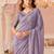 Lilac georgette designer lace border saree with heavy work blouse for wedding party