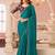 Pine green satin designer lace border saree with heavy work blouse for wedding party
