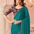 Pine green satin designer lace border saree with heavy work blouse for wedding party