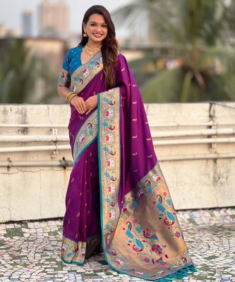 Soft silk swan rajhans paithani saree 1