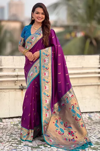 Soft silk swan rajhans paithani saree