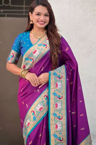 Soft silk swan rajhans paithani saree