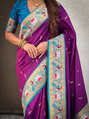 Soft silk swan rajhans paithani saree 5