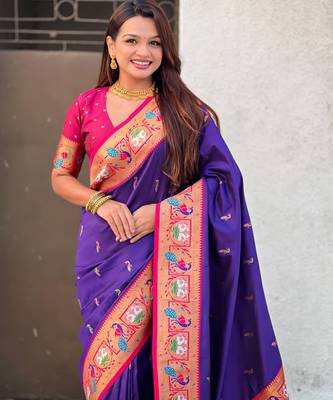 Soft silk swan rajhans paithani saree 2