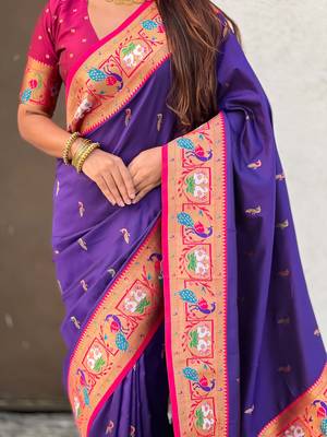 Soft silk swan rajhans paithani saree 3