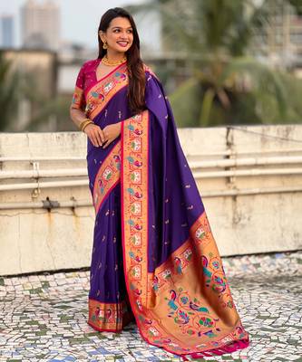 Soft silk swan rajhans paithani saree 5