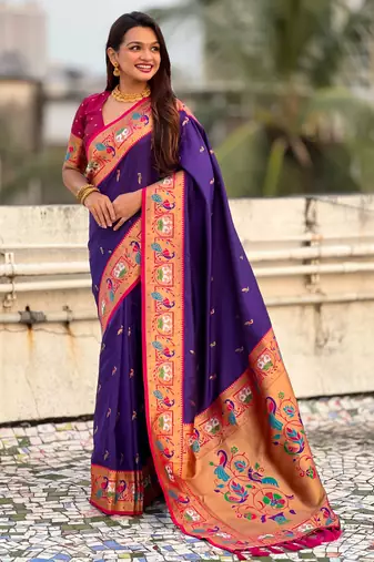 Soft silk swan rajhans paithani saree