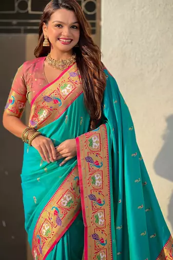 Soft silk swan rajhans paithani saree