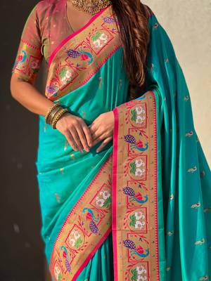 Soft silk swan rajhans paithani saree 3