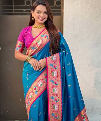 Soft silk swan rajhans paithani saree 2